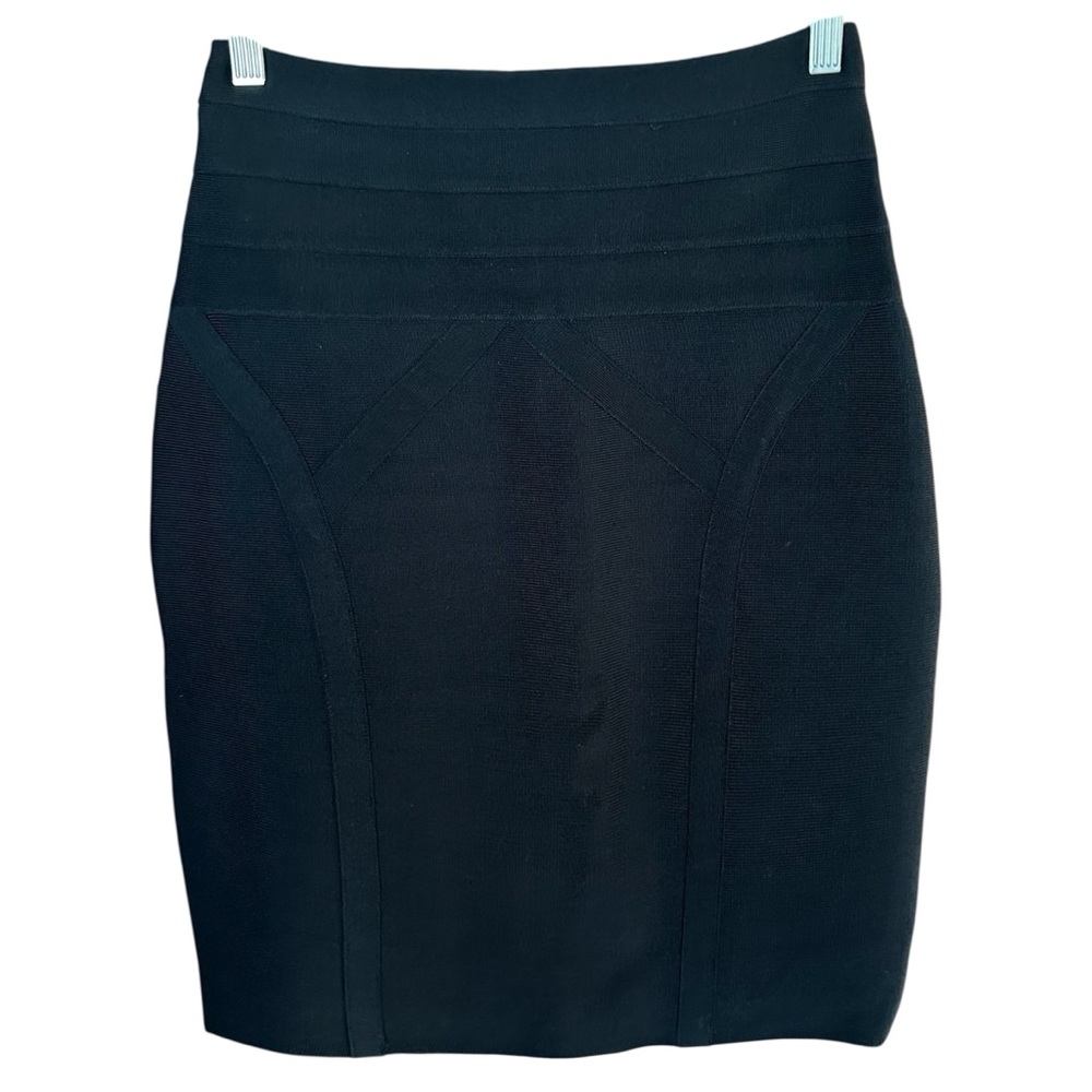 bebe Office Siren Stretch Bandage High Waisted Deep Black Pencil Skirt Medium - Picture 4 of 6